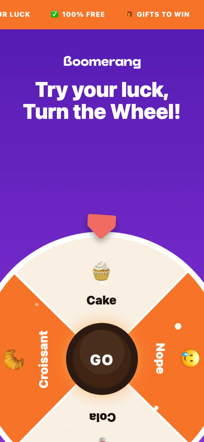 Prize wheel on a phone screen